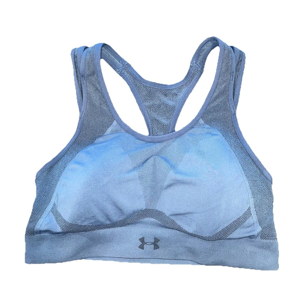 Under Armour Girl's Blue Vanish Seamless Mid Athletic Sports Bra - Youth Large
